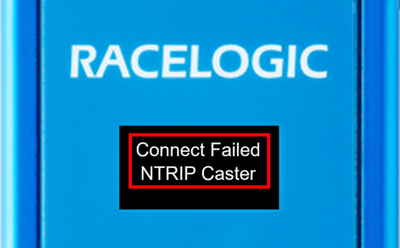 Image of the Display Screen of VBOX Sigma with 'Connect Failed NTRIP Caster' displayed.