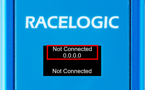 Image of the Display Screen of VBOX Sigma with 'Not Connected 0.0.0.0' displayed.