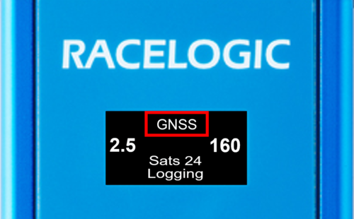 Image of the Display Screen of the VBOX Sigma with the GNSS status highlighted.