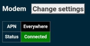 Screenshot of the Modem Settings.