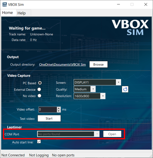 VBOX Sim COM Port