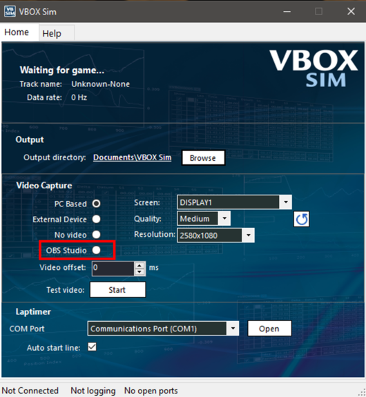 VBOX Sim Enable OBS Studio3