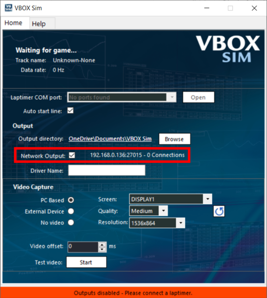 VBOX Sim Network Output