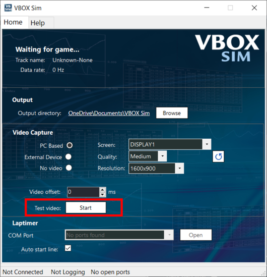 VBOX Sim TestVideo