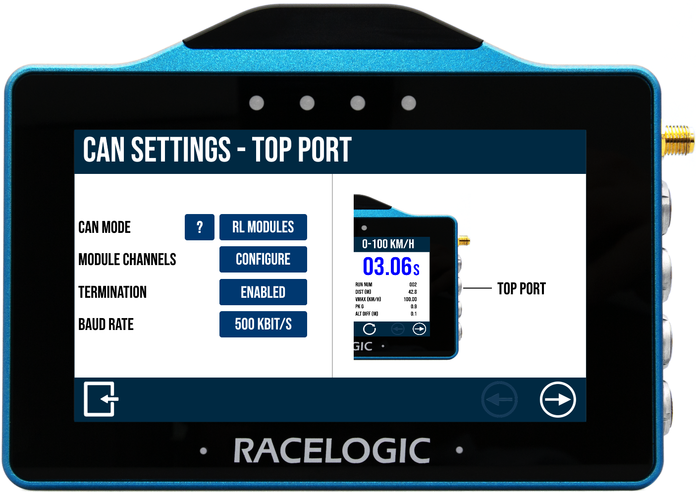 VBOX TOUCH FW v1.5 - CAN Settings - RL Modules - Configure