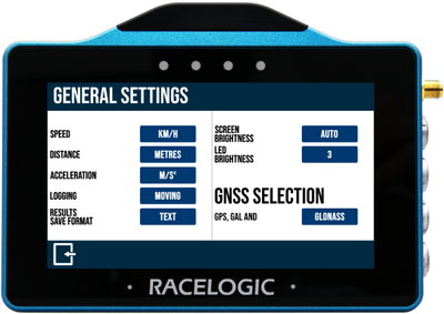 VBOX Touch RTK displaying the General Settings screen.