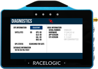 VBOX Touch V2 displaying the Diagnostics screen.