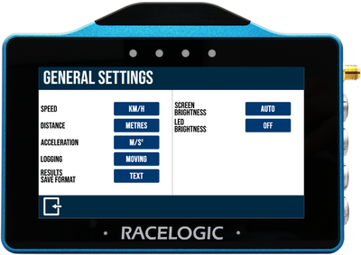 VBOX Touch (V2/V3) displaying the General Settings screen.