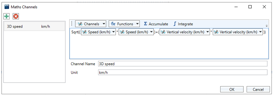 Cropped screenshot of the Maths Channel window in VBOX Test Suite.