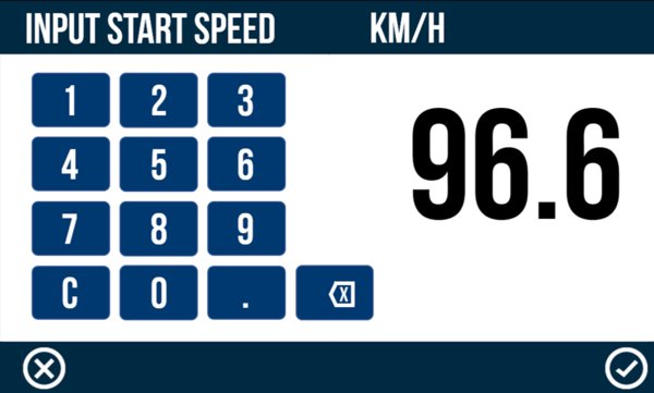 VBOX Touch Accel Settings Custom Input Target Speed