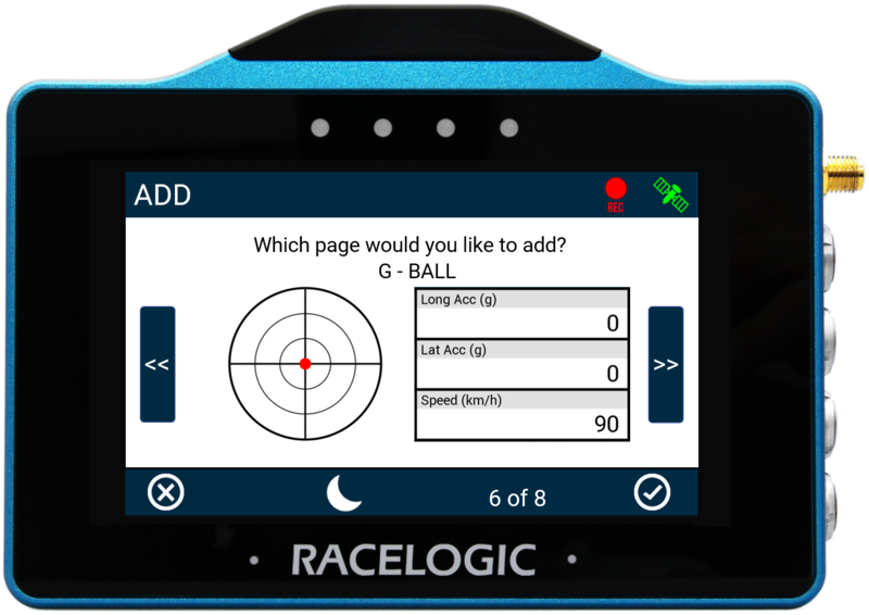 VBOX Touch displaying the Add screen for G-BALL in the MFD App.