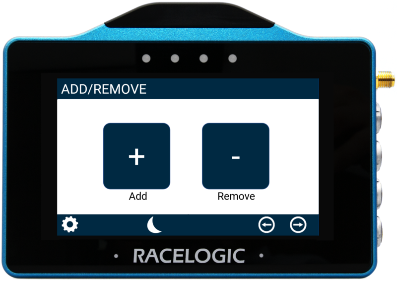 VBOX Touch displaying the Add/Remove screen in the MFD App.