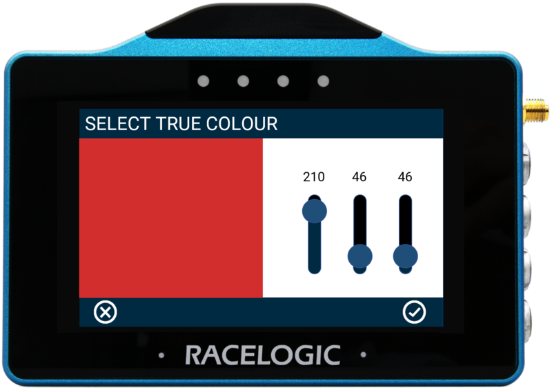 VBOX Touch displaying the Select True Colour screen in the MFD Touch App. 