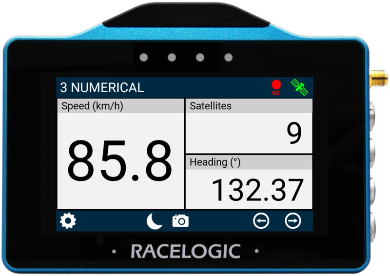 VBOX Touch displaying the 3 Numerical Screen in the MFD App.