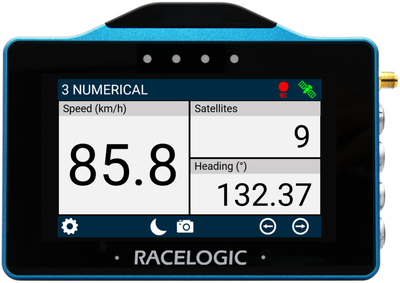 VBOX Touch displaying the 3 Numerical Screen in the MFD App.