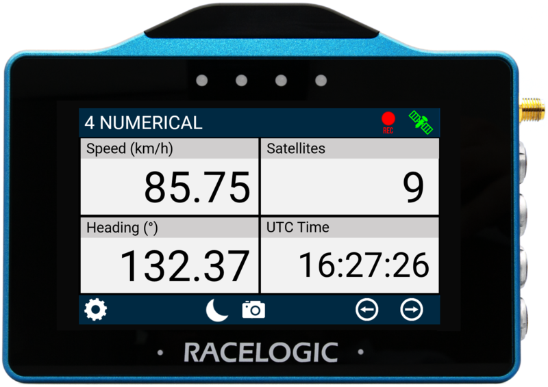 VBOX Touch displaying the 4 Numerical Screen in the MFD App.