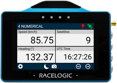 VBOX Touch displaying the 4 Numerical Screen in the MFD App.