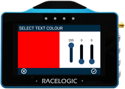 VBOX Touch displaying the Select Text Colour screen in the Numerical Settings in the MFD App.