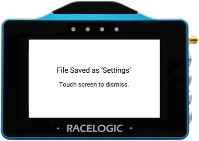 VBOX Touch displaying the File Saved confirmation screen in the VBOX Touch MFD App.