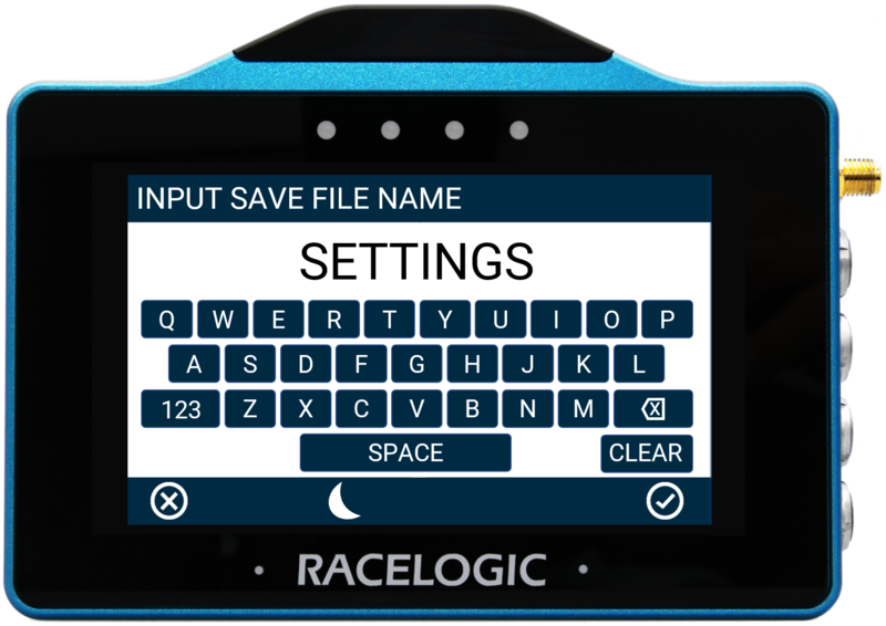 VBOX Touch displaying the Input Save File Name screen in the VBOX Touch MFD App.