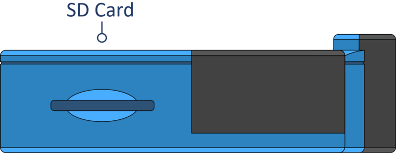 Left side view of VBOX Touch showing the SD card slot.