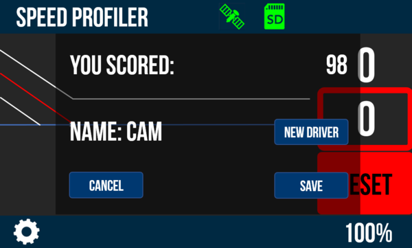 Test Results displayed in VBOX Touch Speed Profiler App. 