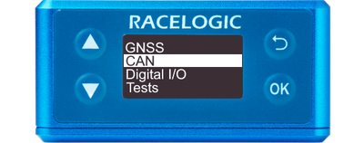 Illustration of the Main menu on VBOX Speed Sensor with CAN highlighted.