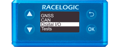 Illustration of the Main menu on the Front Panel of a VBOX Speed Sensor with Digital I/O highlighted.