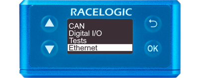 Illustration of a VBOX Omega displaying the main menu with Ethernet highlighted.et