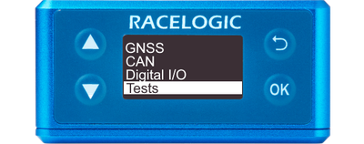 Illustration of the Main Menu of VBOX Speed Sensor with Tests highlighted.