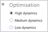 Cropped screenshot of the Optimisation options.