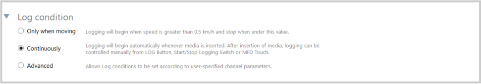 Screenshot of the Log Condition options.