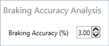 Braking Accuracy Analysis option in VBOX Test Suite Brake Tests. 