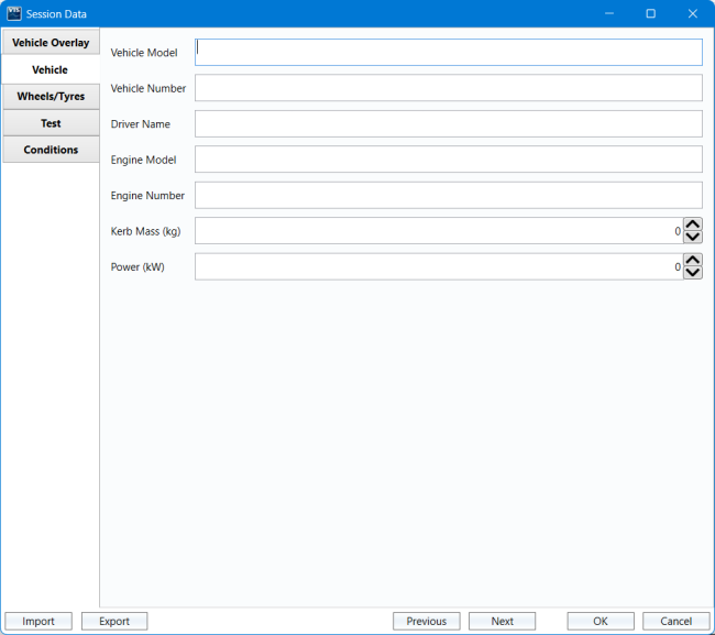 Session Data dialogue for the Dooring test plugin in VBOX Test Suite.