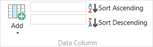 Data Column section of the Test Setup tab in VBOX Test Suite. 