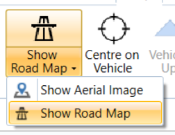 Show Road Map button and dropdown in VBOX Test Suite. 