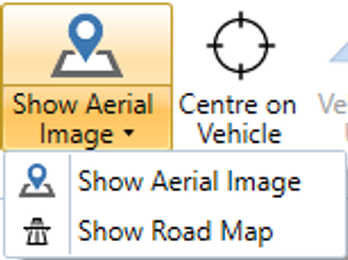 Show Aerial Image and Show Road Map options on the Map Tab in VBOX Test Suite.