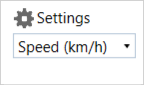 Settings dropdown on the Dashboard tab in VBOX Test Suite.