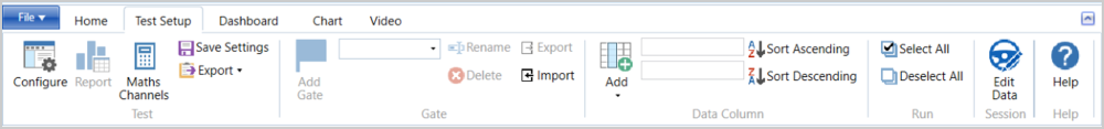 VBOX Test Suite ribbon with Test Setup tab open. 