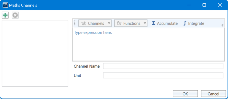 Maths Channels dialogue in VBOX Test Suite.