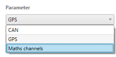 Screenshot of the Parameter drop down with Maths Channel highlighted.