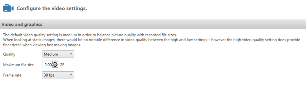 Screenshot of the Video Settings.
