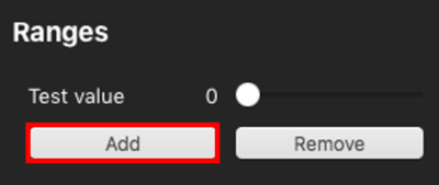 Screenshot of the Ranges settings with the Add button highlighted.
