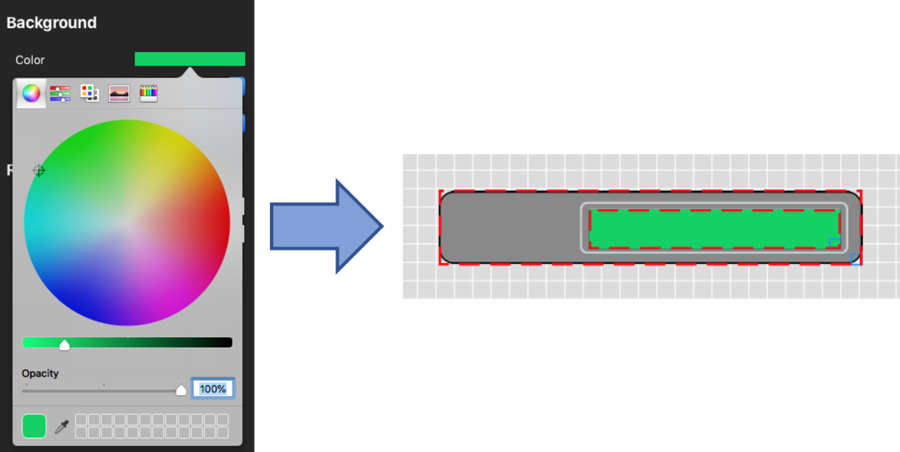 Images depicting selecting a colour for the bar fill.