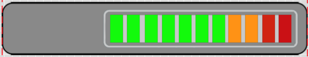 Screenshot of a bar graph element with multiple bars filled with varying colours from green to red.