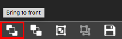 Screenshot of the positioning buttons with Bring to Front highlighted.