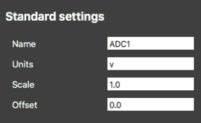 Screenshot of the Standard settings with default selections.