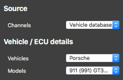 Screenshot of the CAN database source settings.
