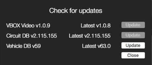 Screenshot of the Check For Updates window.