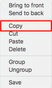 Screenshot of the Elements menu with Copy highlighted.